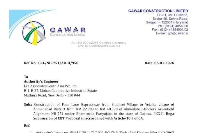 provide epc construction contract management, claims and eot support